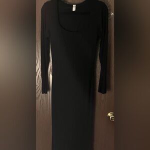 Popilush black shapewear long sleeve maxi dress
